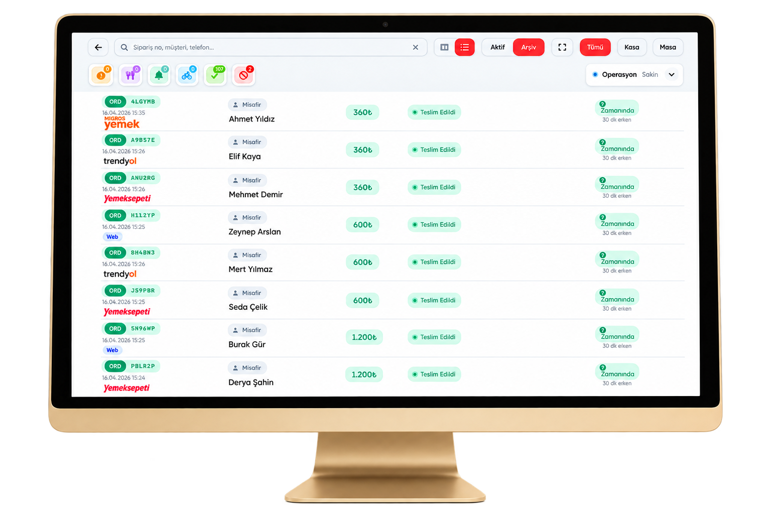 Delivery order integrations and order panel