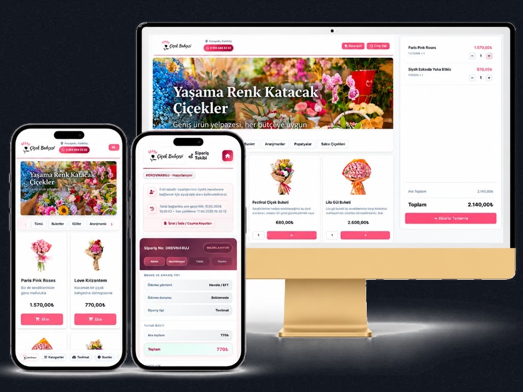 Flower ordering site on a phone