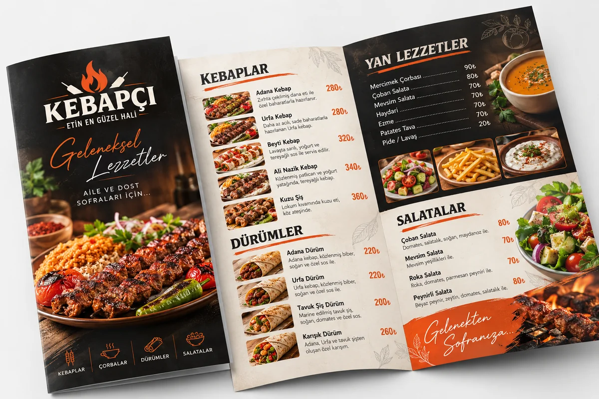 Brochure menu example