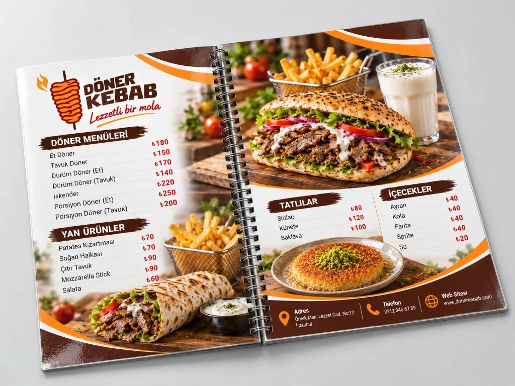 Spiral-bound menu