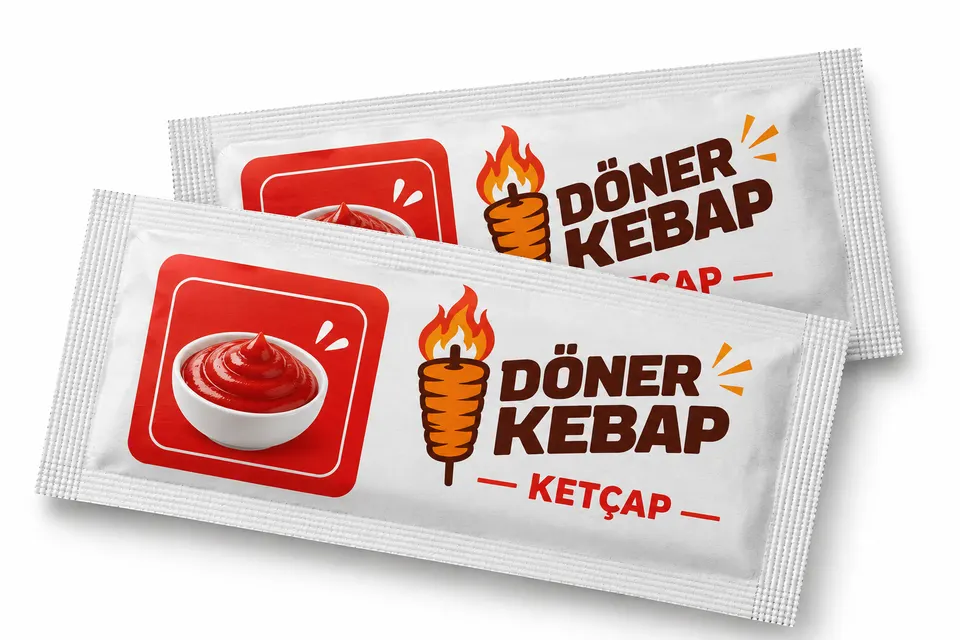 Printed ketchup packet