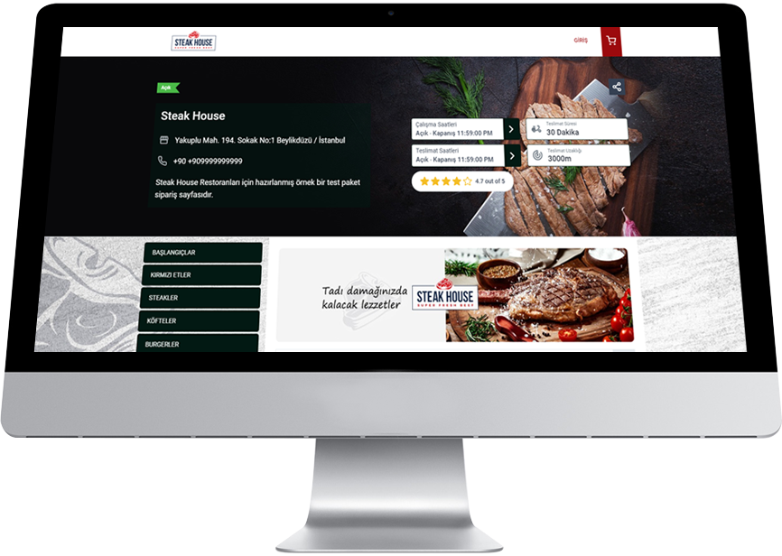 Restoran sipariş sistemi masaüstü görünümü